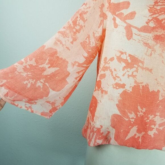 NY&CO coral and peach graphic elastic bottom top - Picture 2 of 8